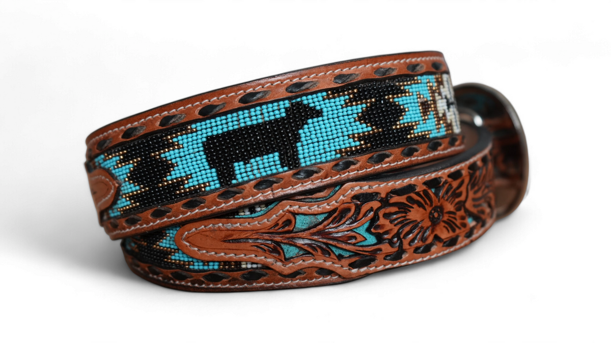 Denton Beaded Belt – Lost Calf display picture 1