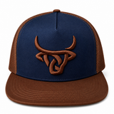 Lost Calf Denim Brown Flat Bill Trucker Hat