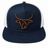 Lost Calf Denim White Flat Bill Trucker Hat