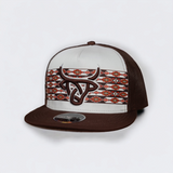 Lost Calf Koda White/Brown Flat Bill Trucker Hat