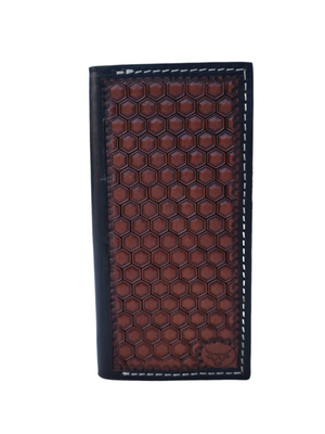 Handmade Tooled Long Wallet Honeycomb Black
