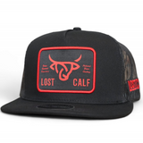 Lost Calf Flat Plate Red/Black Flat Bill Trucker Hat