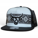 Lost Calf Shima White/Black Flat Bill Trucker Hat