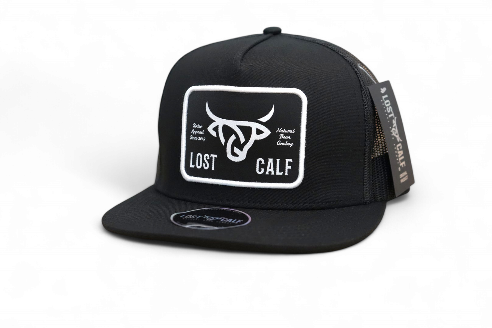 Lost Calf Flat Plate White/Black Flat Bill Trucker Hat