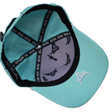 Underside view of the Waterproof Teal hat highlighting the matching teal under-visor and premium quilted comfort sweatband
