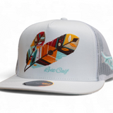 Lost Calf Tribe White Flat Bill Trucker Hat