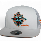 Lost Calf Gem White Flat Bill Trucker Hat