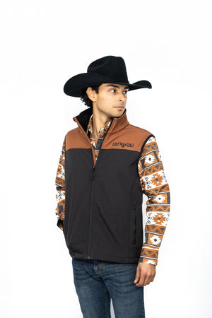 Lost Calf Vest Black Brown
