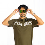 Aztec Polo - Olive Green