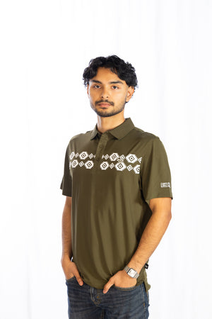 Aztec Polo - Olive Green