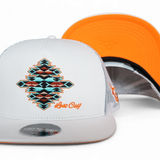 Lost Calf Gem White Flat Bill Trucker Hat