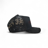 sideview showing the smooth black mesh with subtle Lost Calf logos 