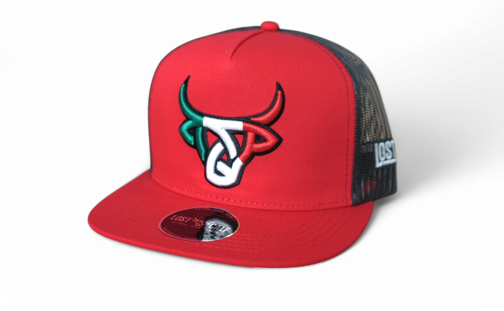 Lost Calf Mexicalf Red/Black Flat Trucker Hat