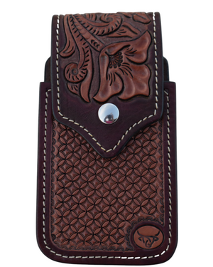 Handmade Tooled Phone sheath Stars