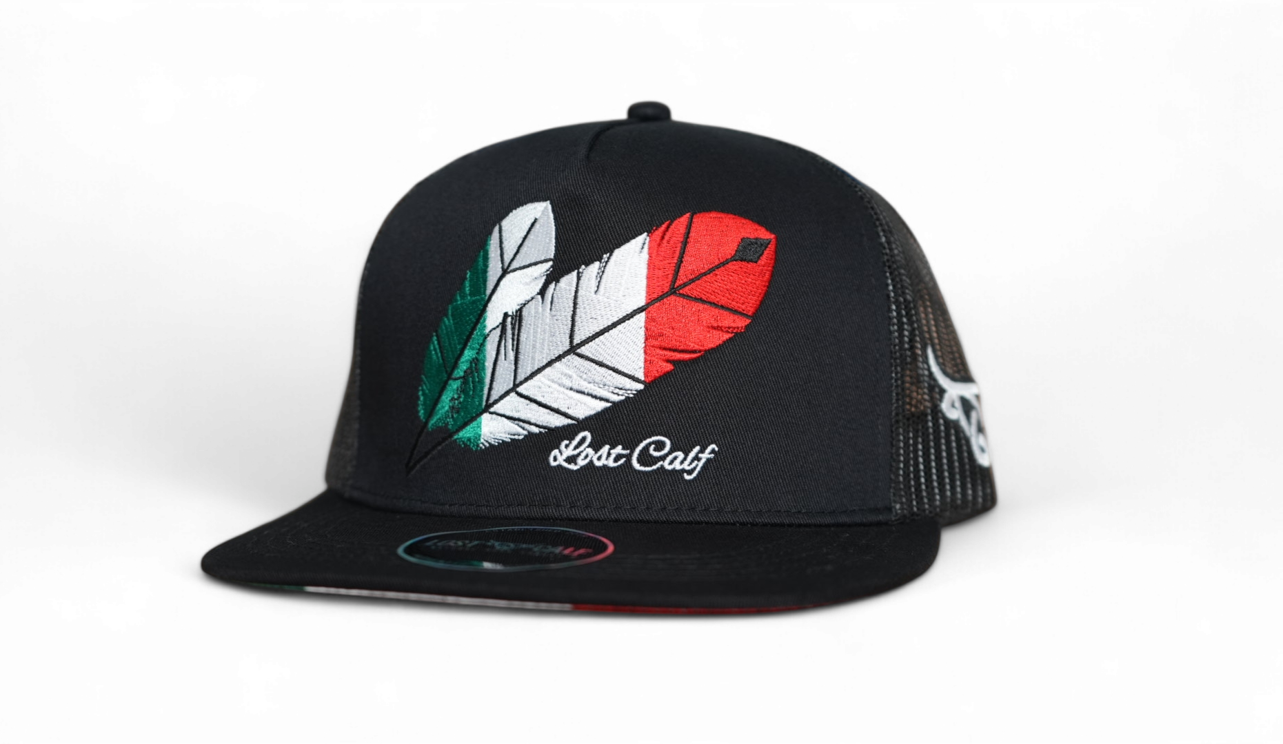 Lost Calf Mexican Tribe Black Flat Bill Trucker Hat